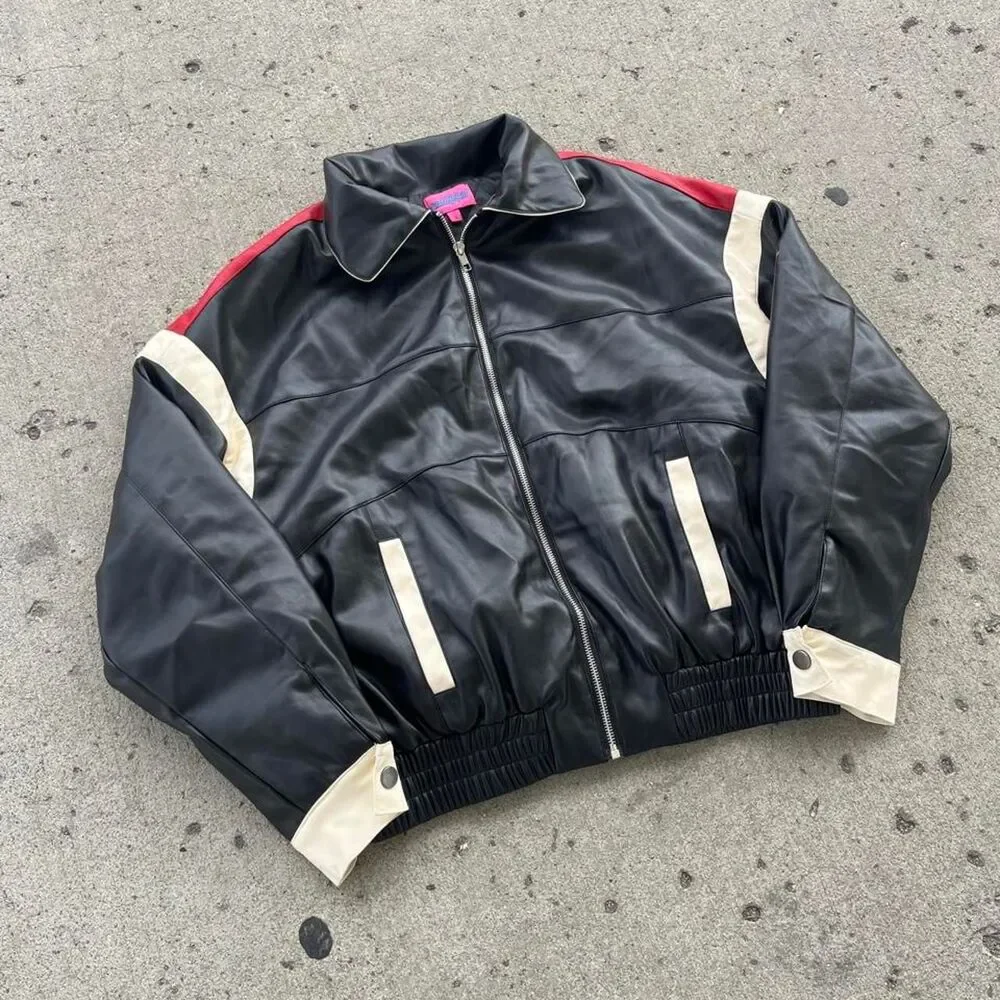 Radikkal Streetwear Y2K Faux Leather Jacket